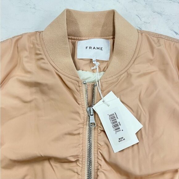 Frame Denim Shirred Bomber Jacket In Nude - Picture 4 of 7